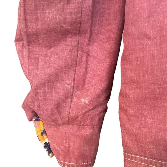 Vintage 70's Reversible Bright Orange and Purple Floral Print Jean Jacket Large - Picture 7 of 10